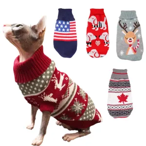 Chic Elk Print Sweater for Cats and Small Dogs