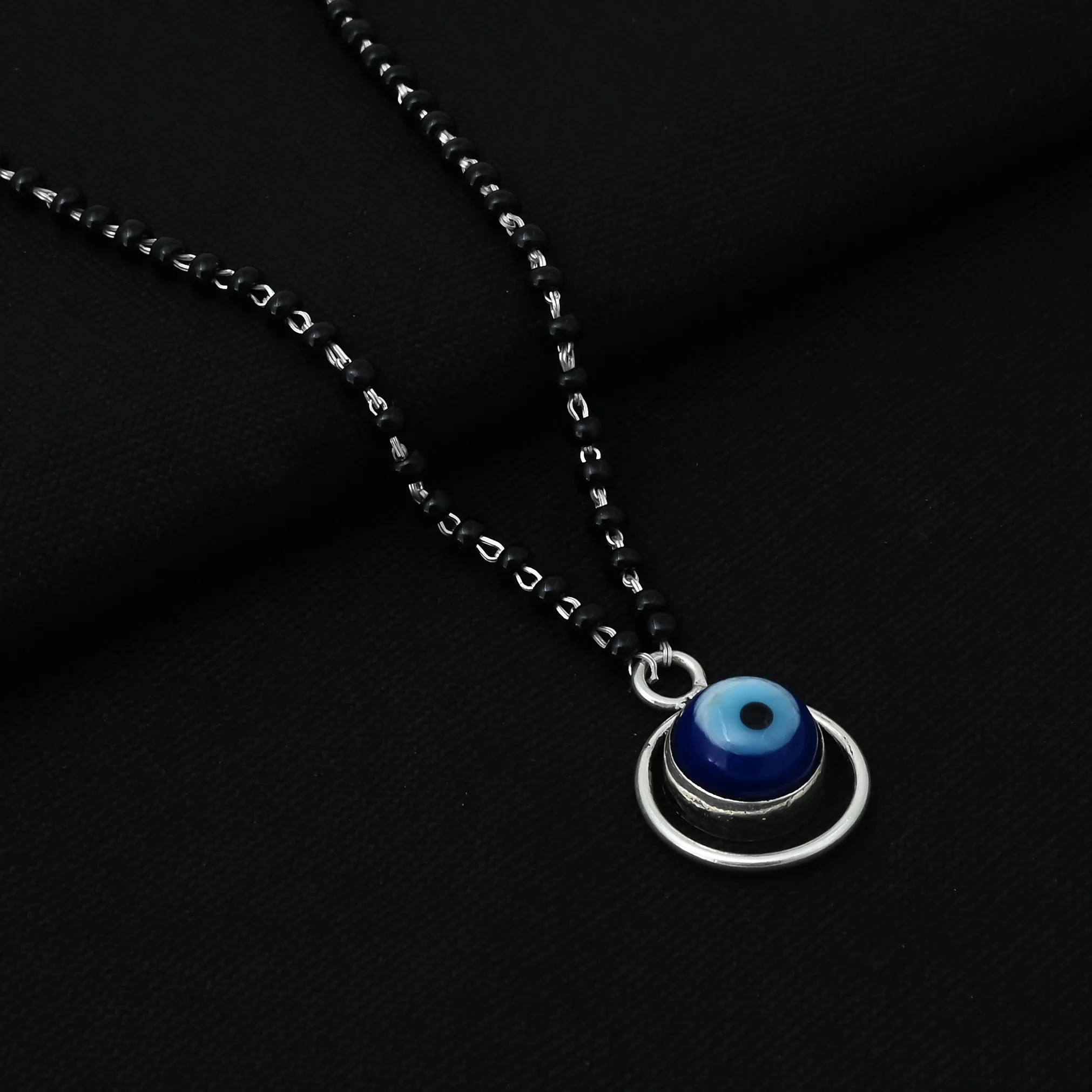 Classic Round Protective Evil Eye Silver Mangalsutra