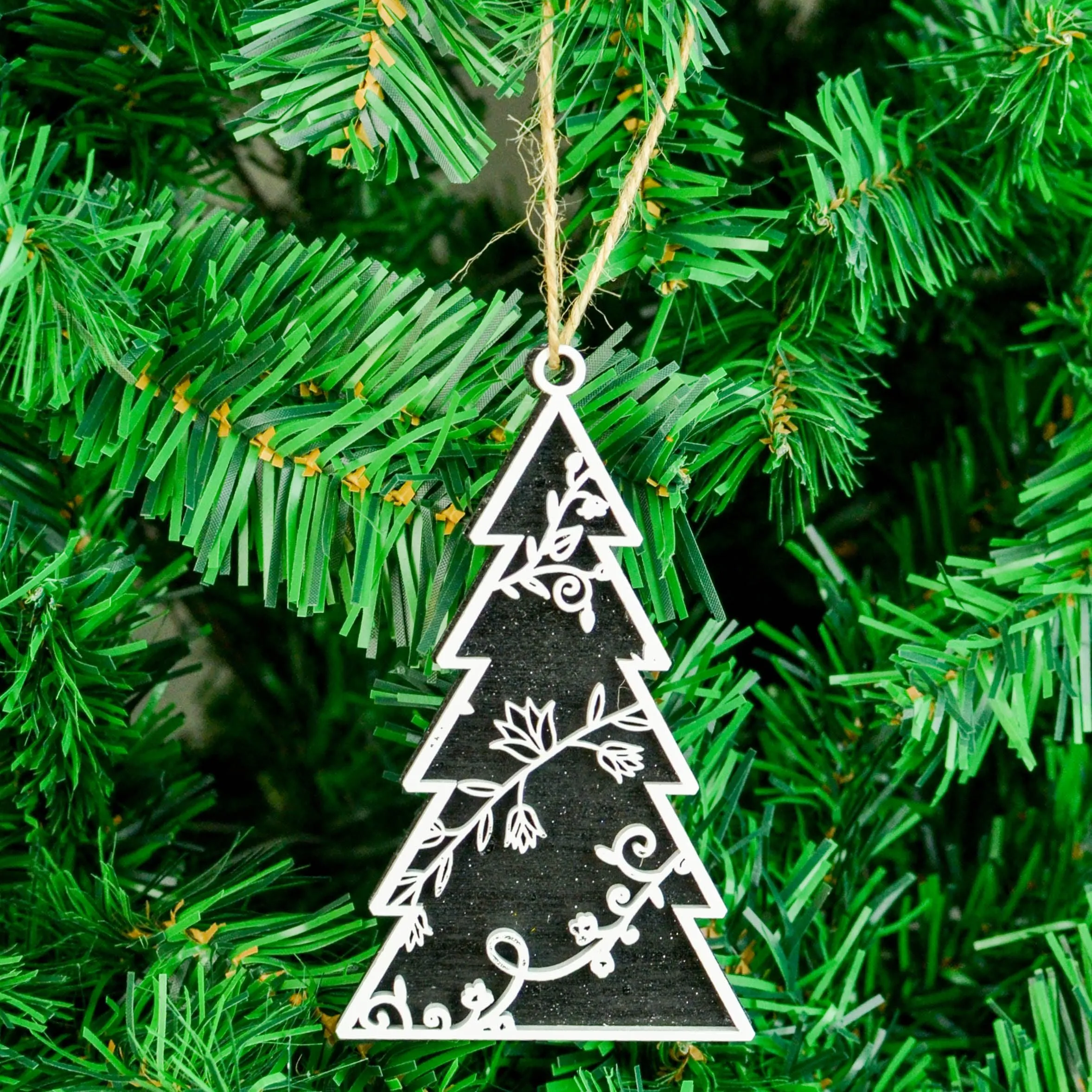 Custom Ornament Set of 6 - Pick Your Colors - Pack of Christmas Tree Baubles with Jute String Included - Wooden Personalized Ornament Set