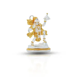 Gold & Silver Coated Glorious Silver Hanuman Idol Wax Figurine