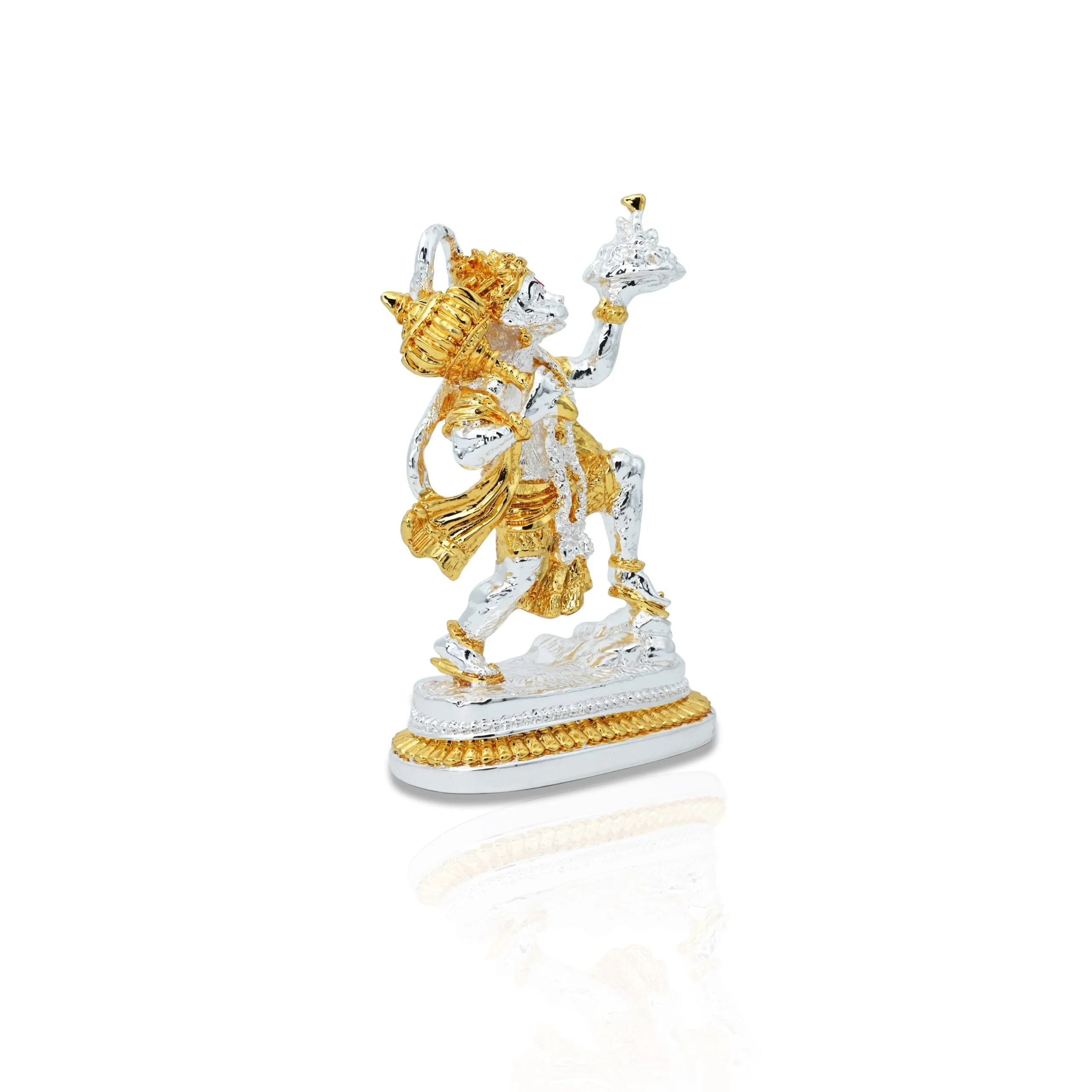 Gold & Silver Coated Glorious Silver Hanuman Idol Wax Figurine
