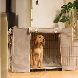 Gold Dog Crate with Crate Cover in Savanna Stone by Lords & Labradors