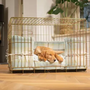 Gold Dog Crate with Cushion & Bumper in Balmoral Duck Egg Tweed by Lords & Labradors