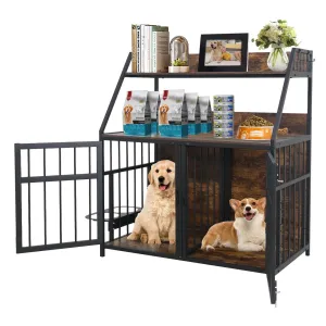 Heavy Duty Dog Crate with Storage Shelf PF007