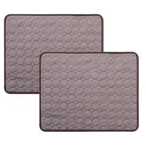 Kuber Industries Rectangular Dog & Cat Bed|Premium Cool Ice Silk with Polyester With Bottom Mesh|MultiUtility Self-Cooling Pad For Dog & Cat|Light-weight & Durable Dog Bed|ZQCJ001C-S|Coffee(Pack Of 2)