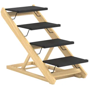 PawHut Dog Steps Dog Ramp, 4-Step Adjustable Height Pet Stairs for Large Dogs