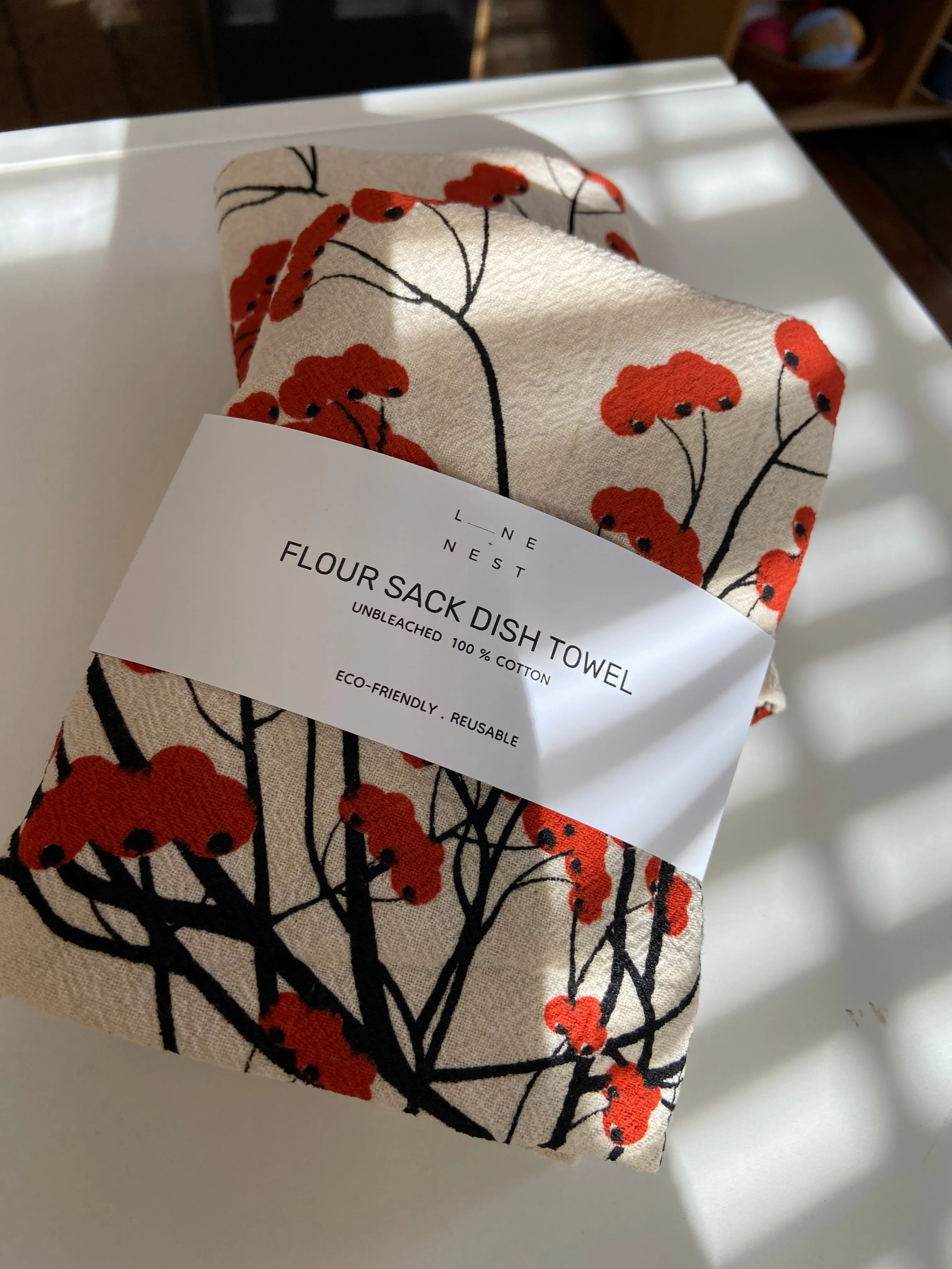 Winterberry Flour Sack Dish Towel