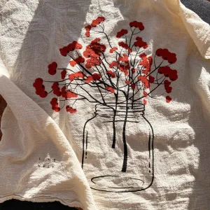 Winterberry Flour Sack Dish Towel